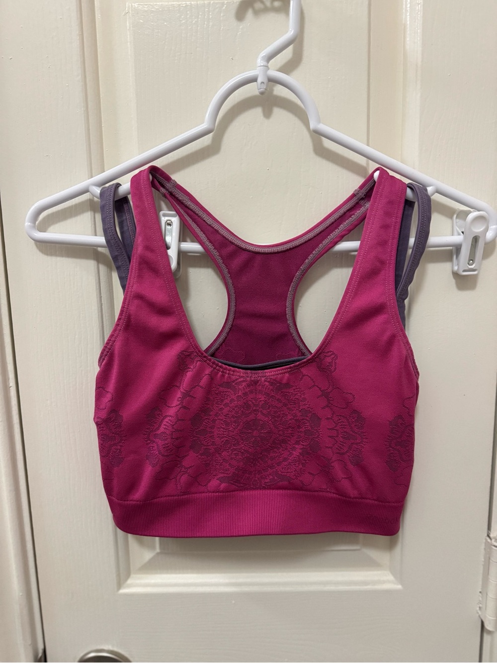 Women’s Boho Mandala Double-Lined Magenta & Purple Racerback Sports Bra